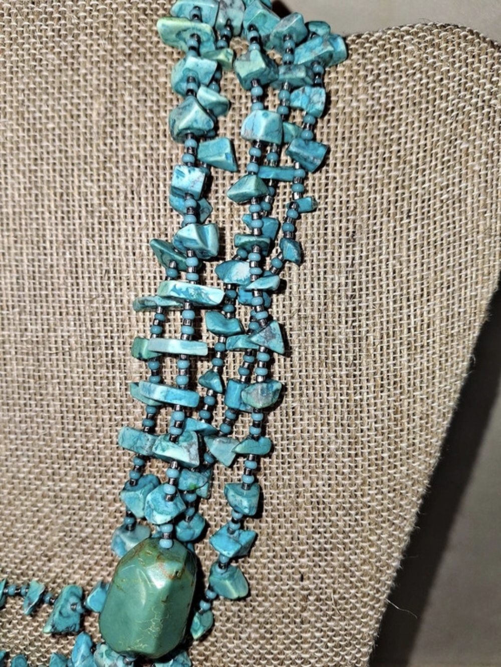 Turquoise Multi-Strand Statement Necklace - Picture 4 of 7